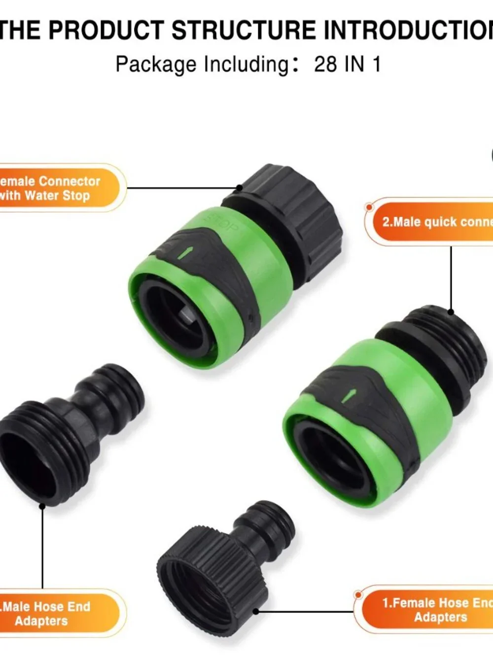 Garden Hose Quick Connect Male and Female- Quick Link and Disconnect- Easy to Op